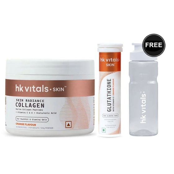 Skin Radiance Collagen 100 g & Glutathione Effervescent Orange 15 Tabs Combo