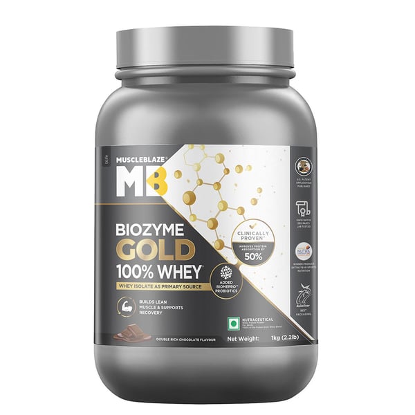 MuscleBlaze Biozyme Gold 100% Whey, 2.2 lb Double Rich Chocolate