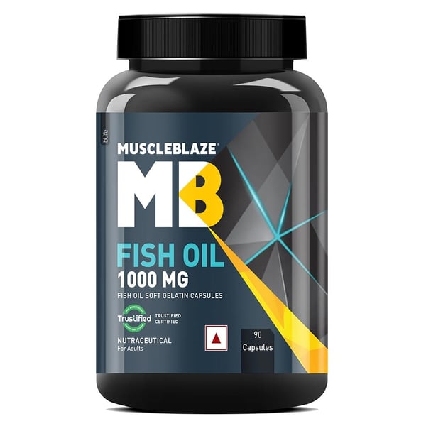 MuscleBlaze Omega 3 Fish Oil (1000 mg) with 180mg EPA and 120mg DHA, 90 capsules