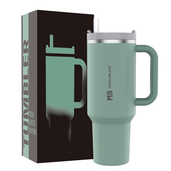 MuscleBlaze Stainless Steel Insulated Tumbler,  Icy Mint  1.2 L 