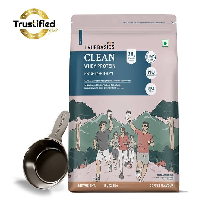 TrueBasics Clean Whey Protein (Isolate), 2.2 lb Coffee