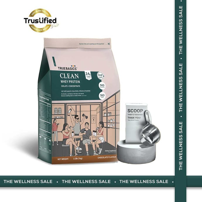 TrueBasics Clean Whey Protein (Isolate + Concentrate), 2.2 lb Chocolate