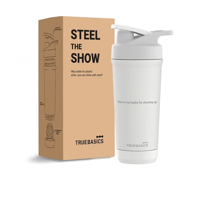 TrueBasics Steel Pro Shaker, True White 700 ml