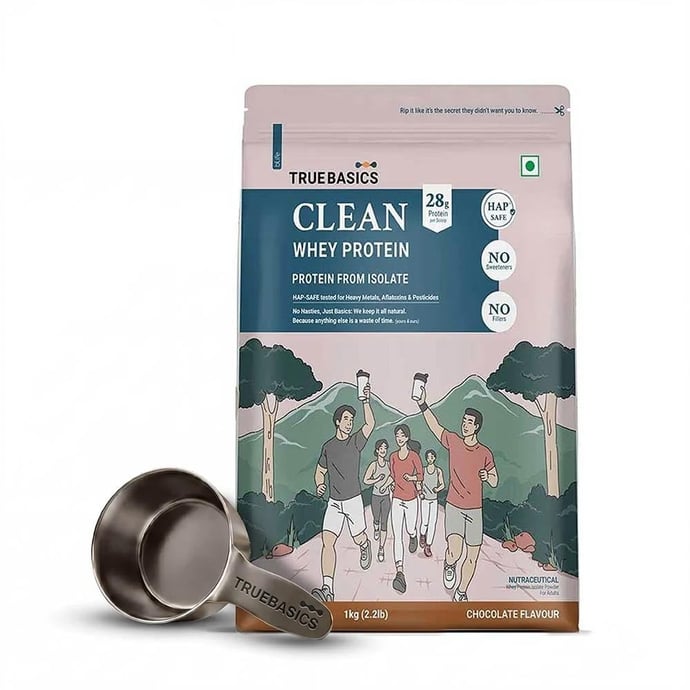 TrueBasics Clean Whey Protein (Isolate),  1 kg  Chocolate  Isolate 