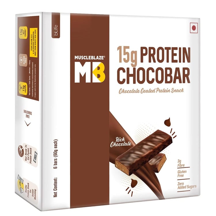 2 - MuscleBlaze ChocoBar (15g Protein),  6 Piece(s)/Pack  Rich Chocolate 