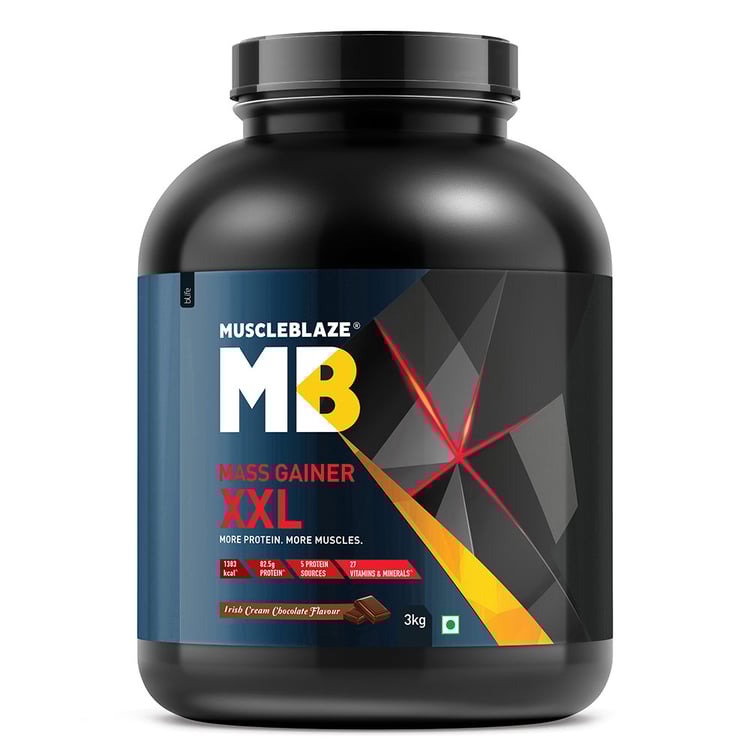 MuscleBlaze Mass Gainer XXL with Complex Carbs and Proteins in 3:1 ratio, 6.6 lb Irish Cream Chocolate