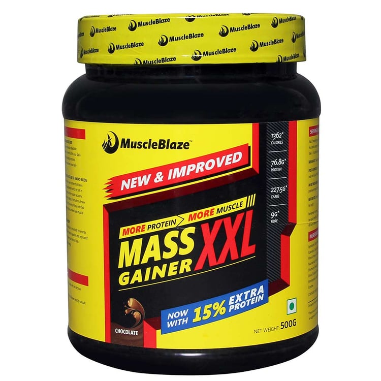 MuscleBlaze Mass Gainer XXL with Complex Carbs and Proteins in 3:1 ratio,  1.1 lb  Chocolate Old 