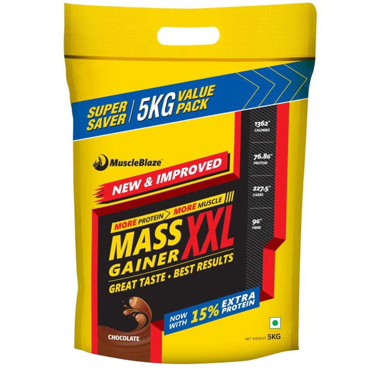MuscleBlaze Mass Gainer XXL with Complex Carbs and Proteins in 3:1 ratio,  11 lb  Chocolate Old 