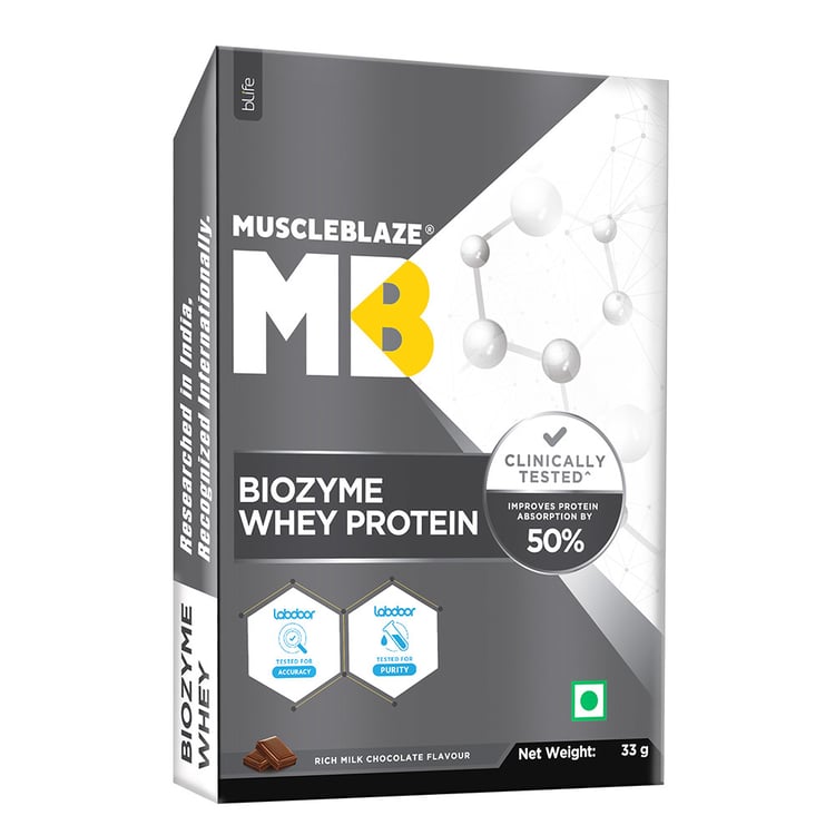 4 - MuscleBlaze Biozyme Whey Protein,  0.66 lb  Rich Milk Chocolate 