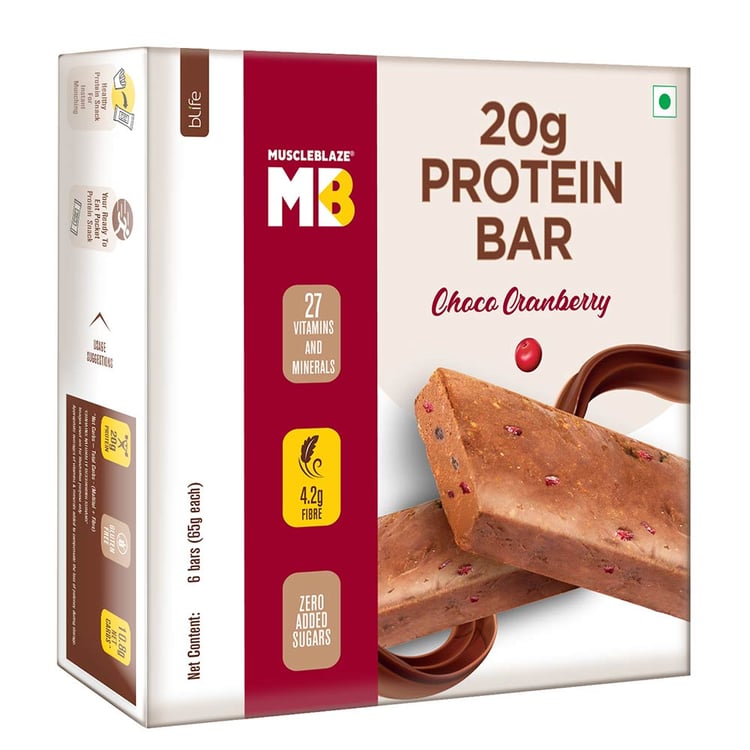 2 - MuscleBlaze Protein Bar (20g Protein),  6 Piece(s)/Pack  Choco Cranberry 