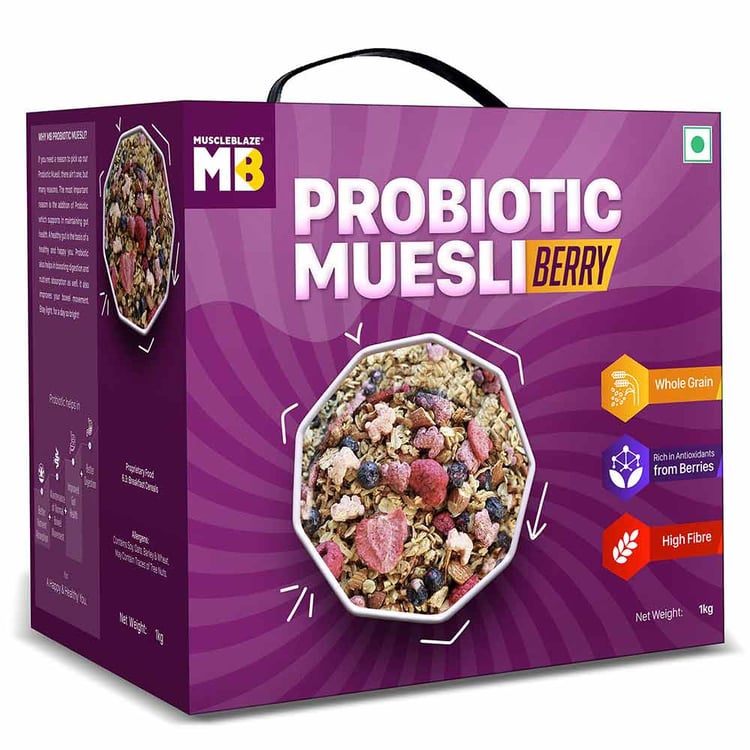 2 - MuscleBlaze Probiotic Muesli,  1 kg  Berry 