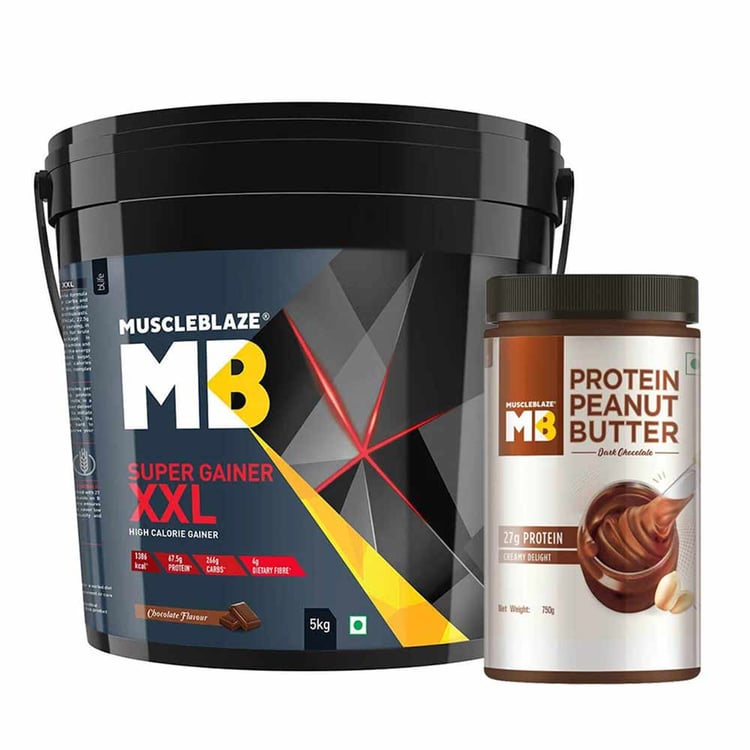 MB Super Gainer 11 lb Chocolate with High Protein Peanut Butter 750 Grams
