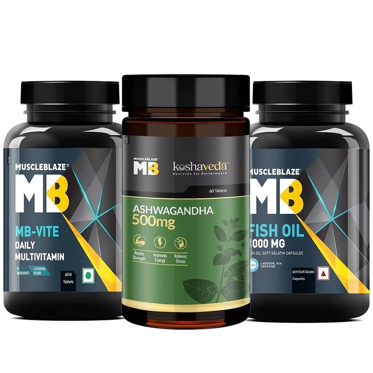 MuscleBlaze Koshaveda & MB-VITE Daily Multivitamin & Fish Oil 60 Tabs Combo
