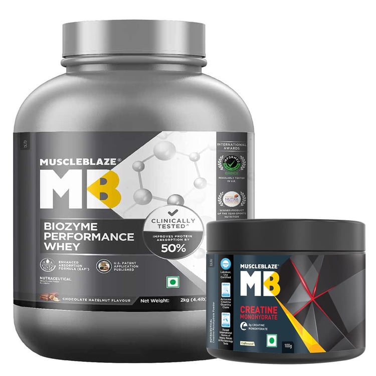 MuscleBlaze Biozyme Performance Whey 2 kg & Creatine Monohydrate 0.22 lb Combo
