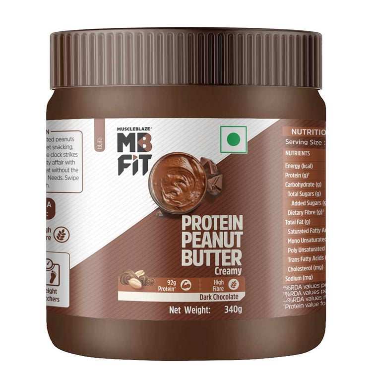 3 - MuscleBlaze High Protein Peanut Butter,  0.340 kg  Dark Chocolate Creamy 