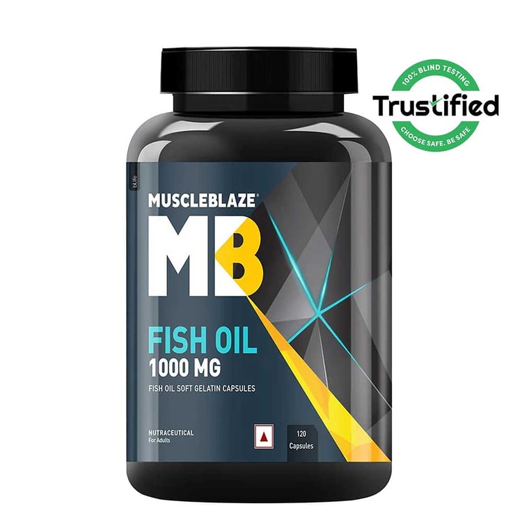MuscleBlaze Omega 3 Fish Oil (1000 mg) with 180mg EPA and 120mg DHA,  120 capsules 