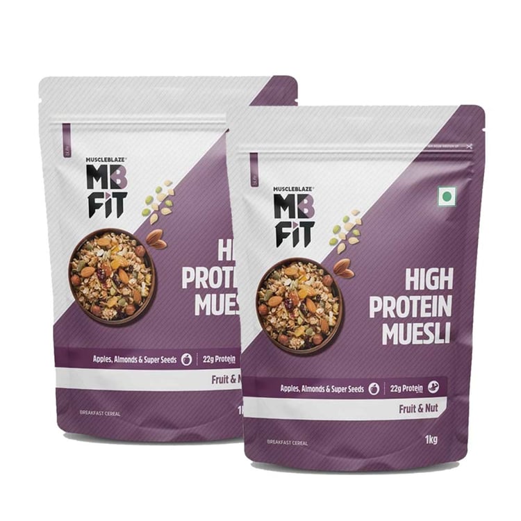 MuscleBlaze High Protein Muesli 1 kg Fruits & Nut - Pack Of 2