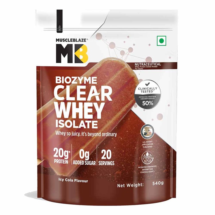 1 - MuscleBlaze Biozyme Clear Whey Isolate,  1.2 lb  Icy Cola