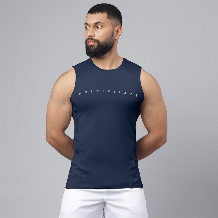 2 - MuscleBlaze Air Tech Compression MuscleTank,  Navy  Medium 