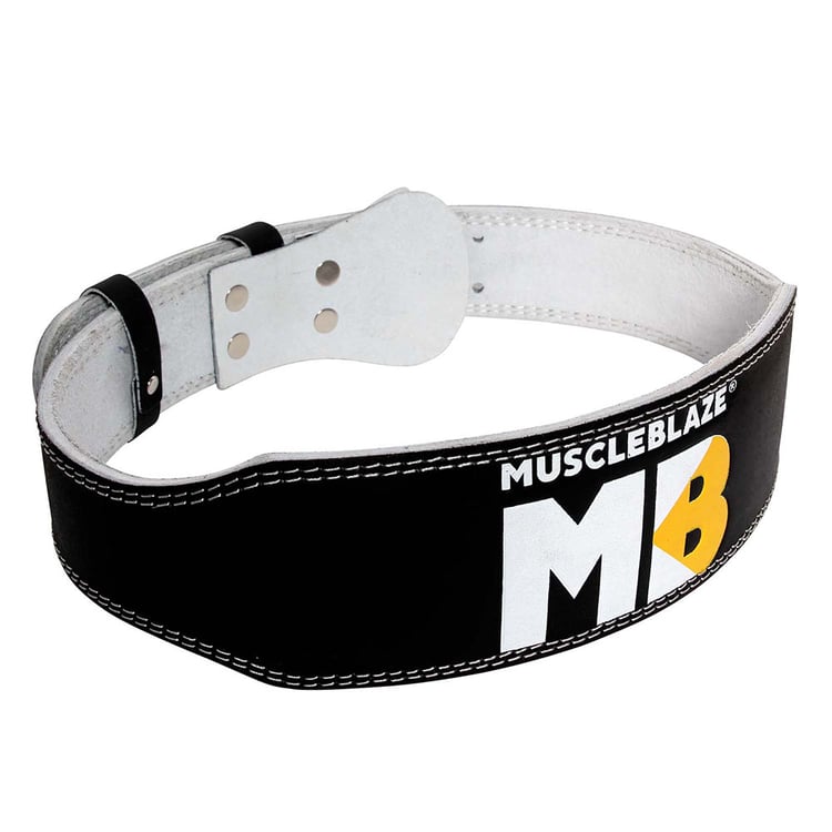 1 - MuscleBlaze Weightlifting Leather Belt,  Black  4 Inch Large 