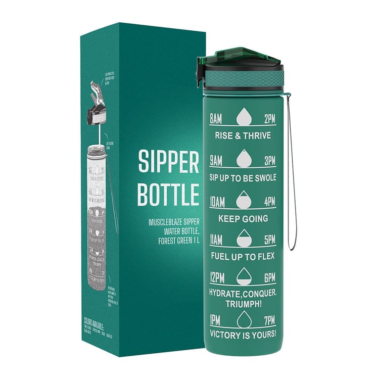 1 - MuscleBlaze Sipper Water Bottle,  Forest Green  1 L 