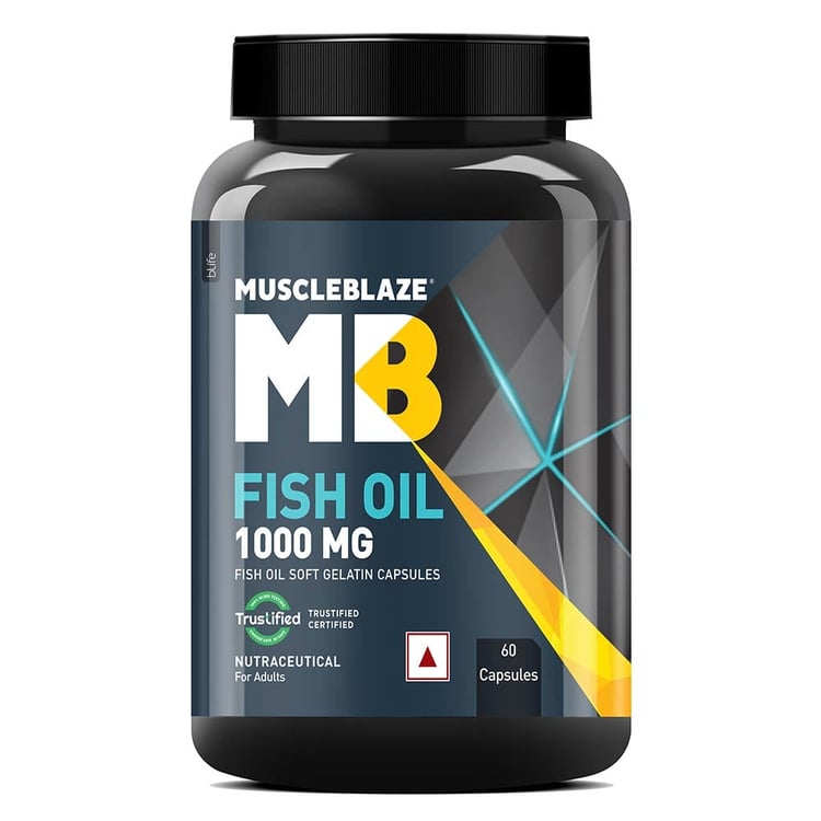 3 - MuscleBlaze Omega 3 Fish Oil (1000 mg) with 180mg EPA and 120mg DHA,  60 capsules 