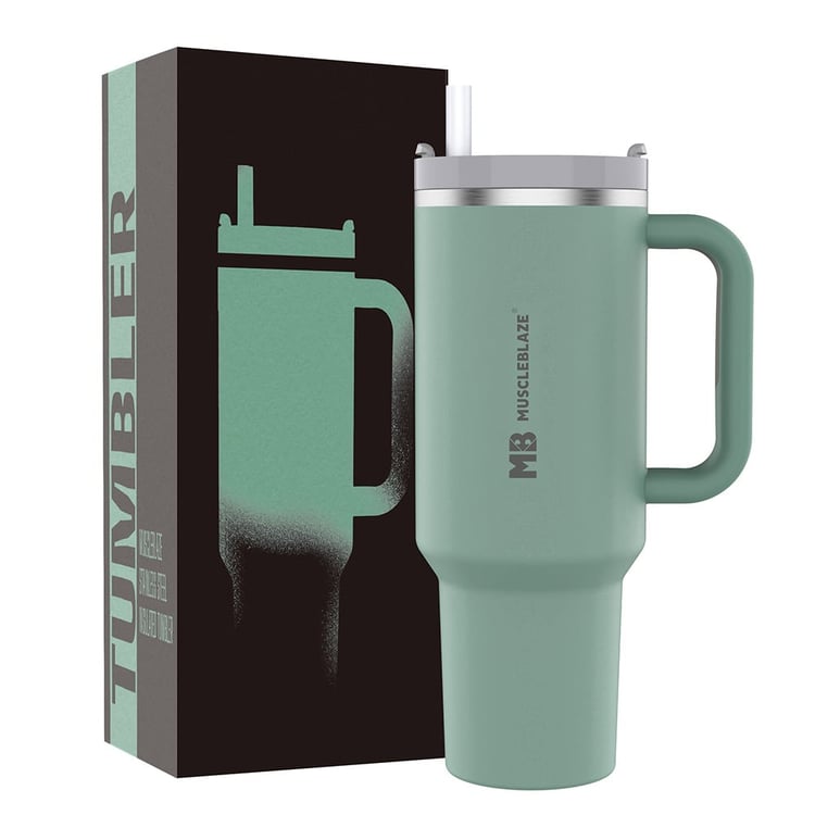 1 - MuscleBlaze Stainless Steel Insulated Tumbler,  Icy Mint  1.2 L 