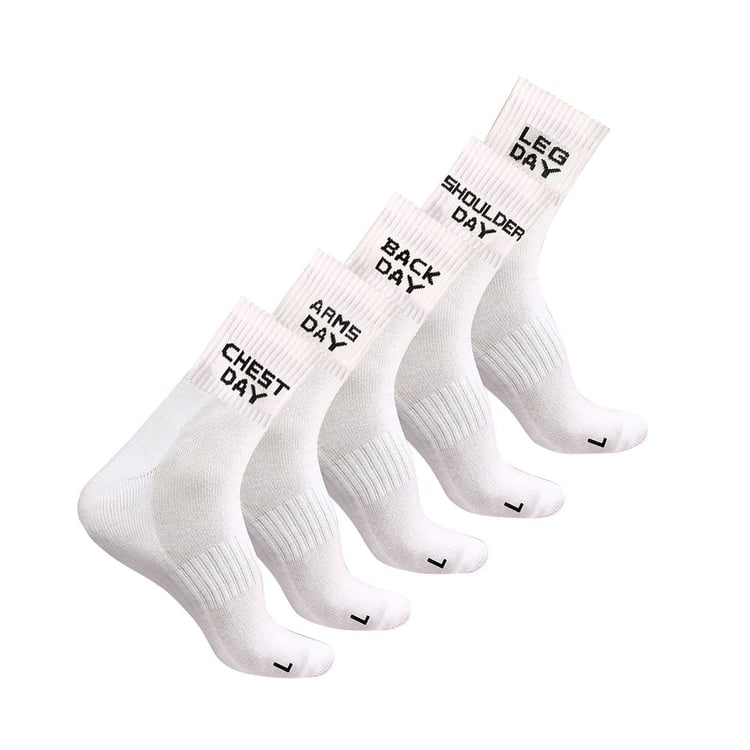 10 - MuscleBlaze Rep/Set Socks Combo,  White-(5 Pack)  Ankle Length 
