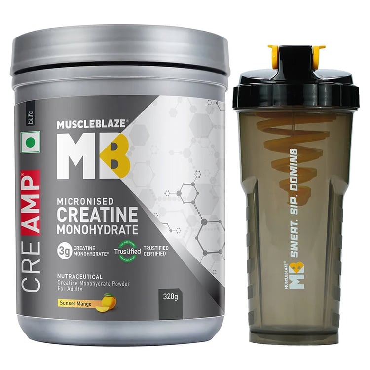 Creatine Monohydrate CreAMP 0.71 lb Sunset Mango & Shaker Combo