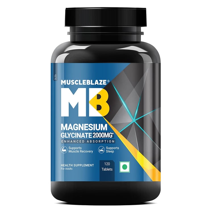 6 - MuscleBlaze Magnesium Bisglycinate,  Unflavored  120 tablets 