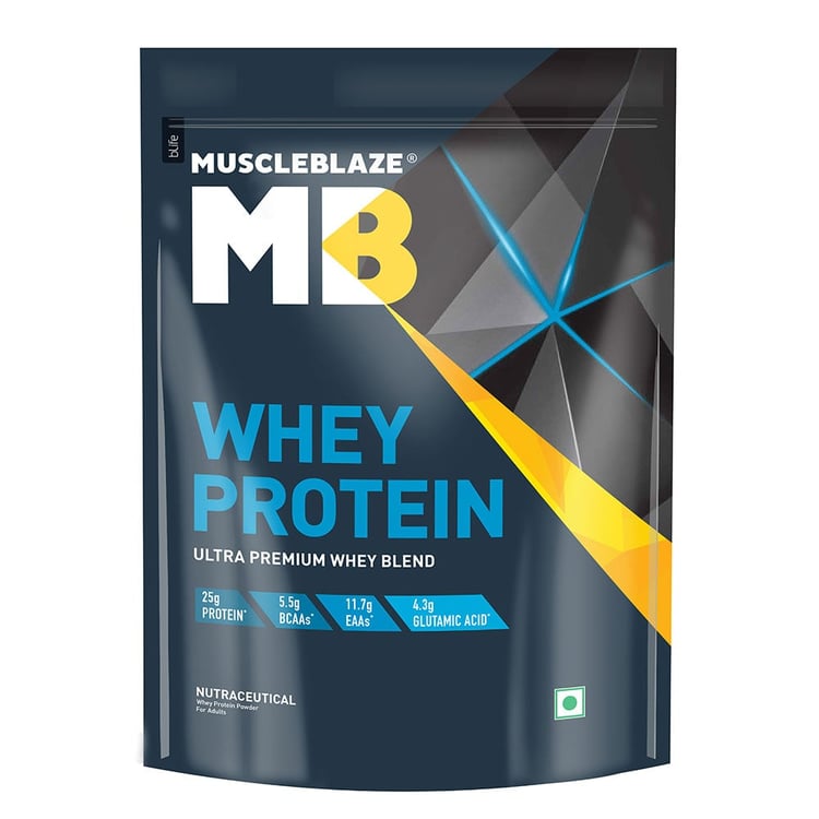 4 - MuscleBlaze 100% Whey Protein Supplement Powder with Digestive Enzyme,  2.2 lb  28 Servings (Cookies and Cream) 