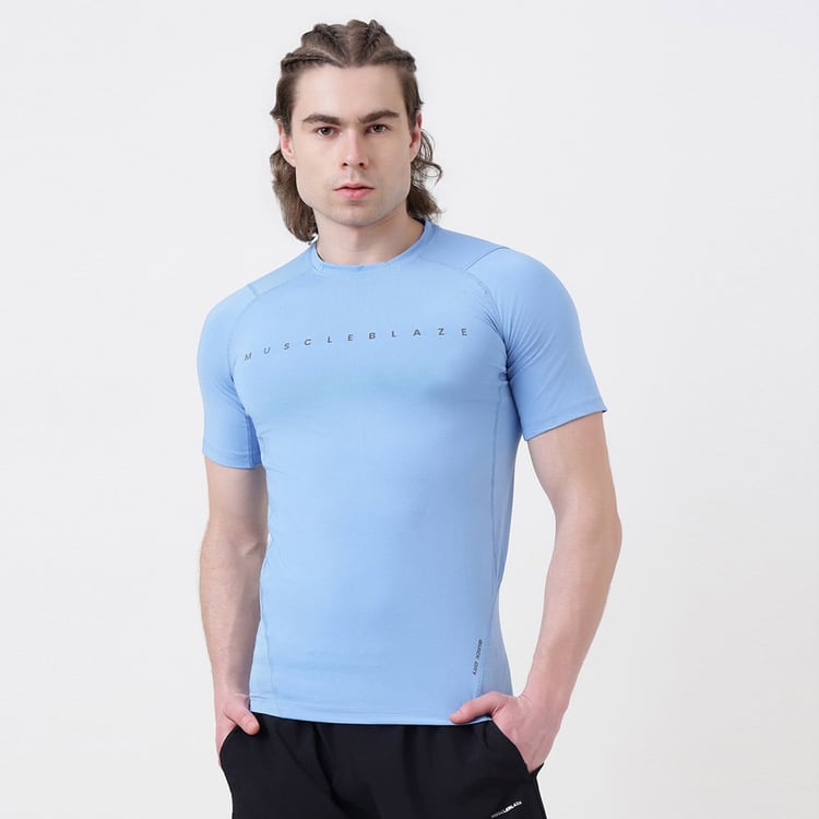 1 - MuscleBlaze Air Tech Compression MuscleTee Half Sleeve,  Large  Dusk Blue 