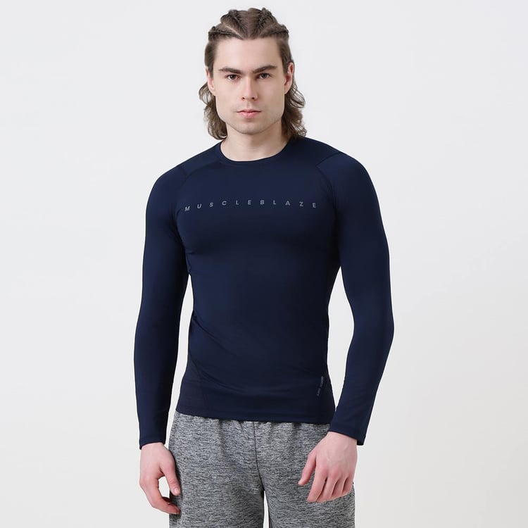 1 - MuscleBlaze Air Tech Compression MuscleTee Full Sleeve,  Medium  Navy 