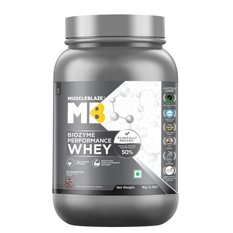 1 - MuscleBlaze Biozyme Performance Whey,  1.87 lb  Triple Chocolate 