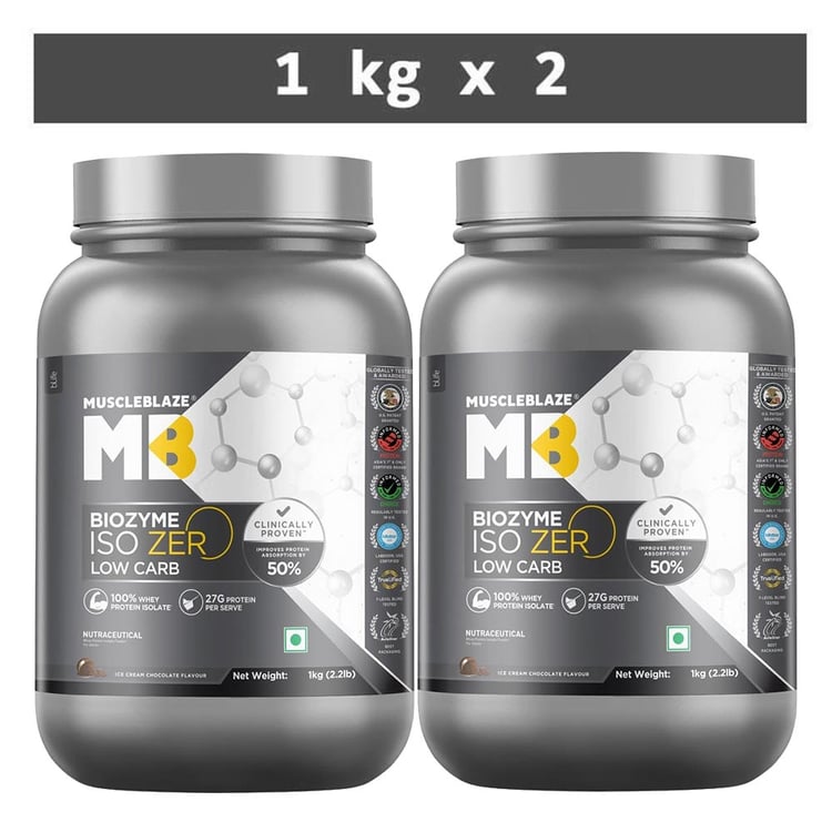 MuscleBlaze Biozyme Iso-Zero, 4.4 lb Low Carb Ice Cream Chocolate