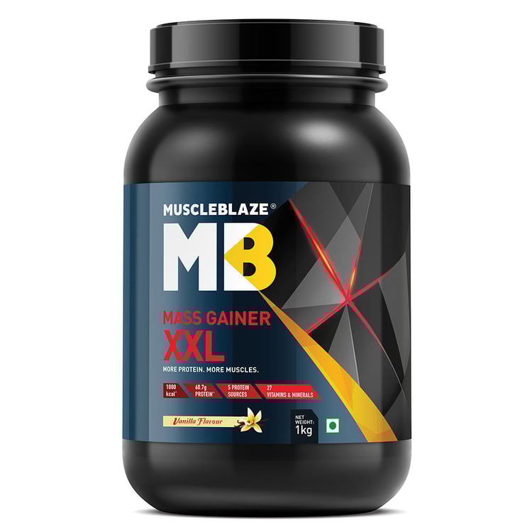 1 - MuscleBlaze Mass Gainer XXL with Complex Carbs and Proteins in 3:1 ratio,  2.2 lb  Vanilla 