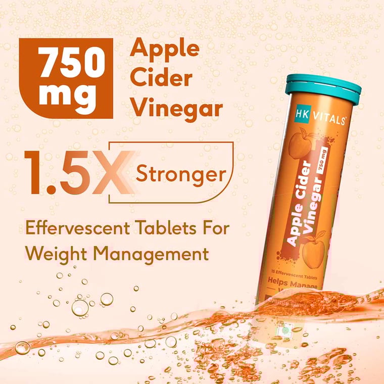 6 - HK Vitals ACV 750 mg Effervescent by HealthKart,  15 tablet(s)  Orange 