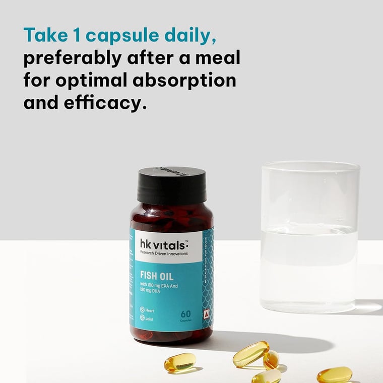 7 - HK Vitals Fish Oil Capsules by HealthKart,  60 capsules 