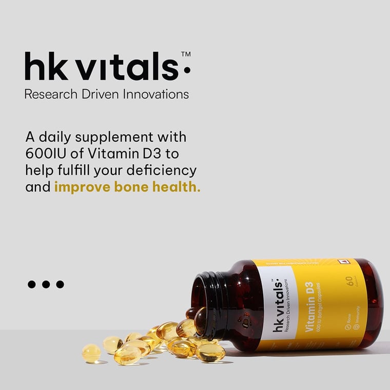 2 - HK Vitals Vitamin D3 by HealthKart,  60 capsules