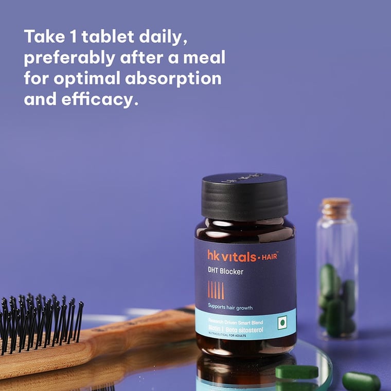 6 - HK Vitals DHT Blocker with Biotin by HealthKart,  30 tablet(s)  Unflavoured 