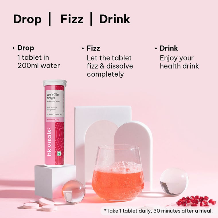 6 - HK Vitals ACV Effervescent 750 mg,  15 tablet(s)  Watermelon