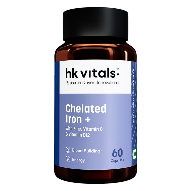 1 - HK Vitals Iron + Folic Acid with Zinc Vitamin B12 & Vitamin C,  60 capsules 